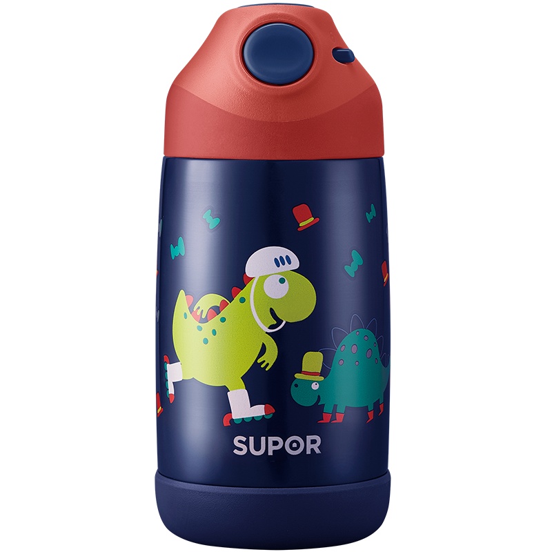 苏泊尔(SUPOR)儿童保温杯316婴儿宝宝学饮杯带吸管水杯防摔幼儿园370ml水壶KC37DE20保温杯