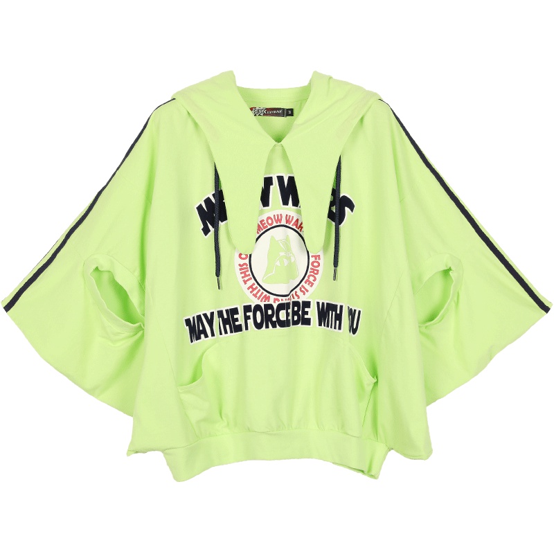 a02商场同款潮流印花斗篷风连帽宽松T恤女D1T0D0071KT