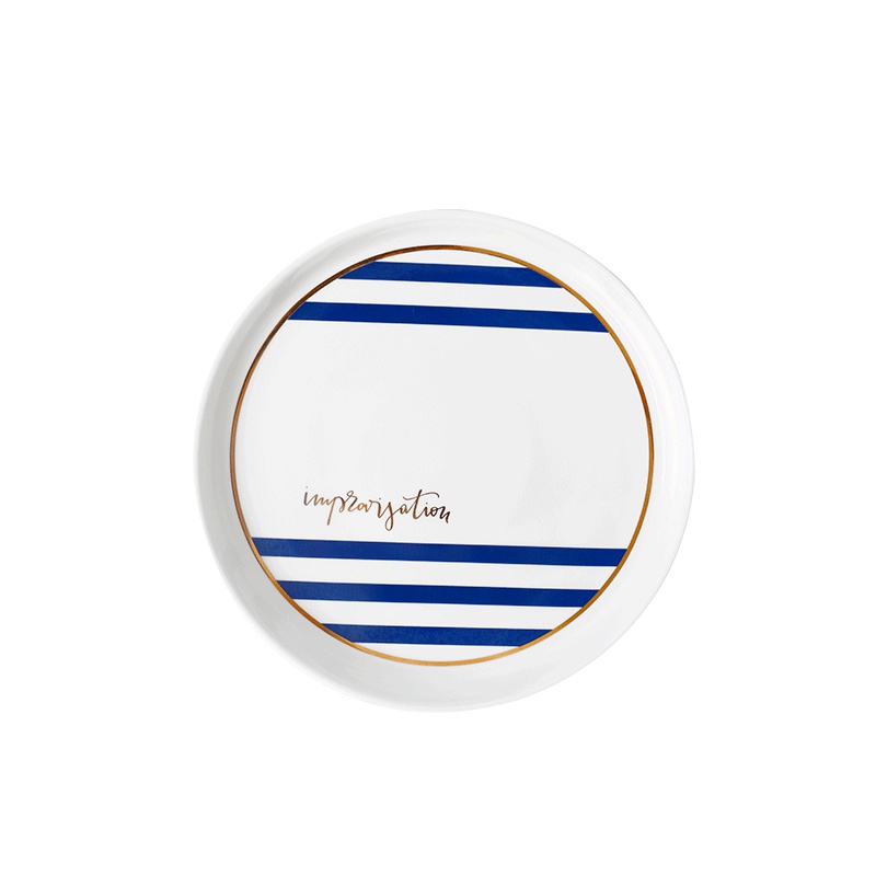 凌天 景德镇日式金边蓝低线10英寸网红ins情侣餐具现代厨房家用餐盘菜盘汤盘