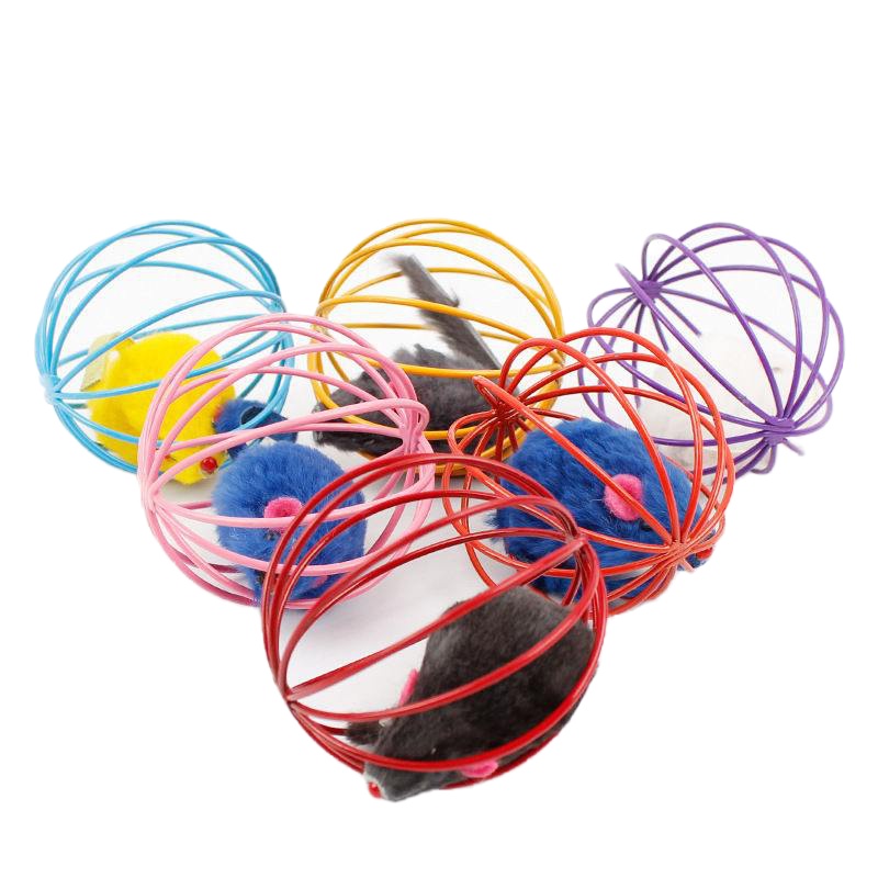 猫玩具宠物铃铛球毛绒发声玩具逗猫互动耐抓啃咬球自嗨球套装小猫 笼中鼠单个装