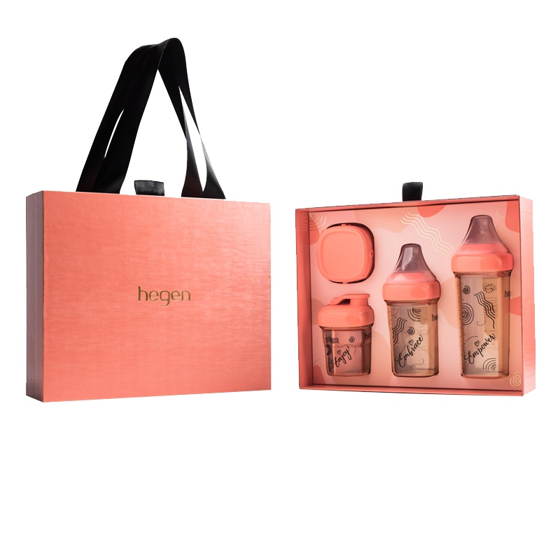 Hegen原装进口新生婴儿奶瓶PPSU宽口防胀气耐摔奶瓶礼盒宝宝水杯