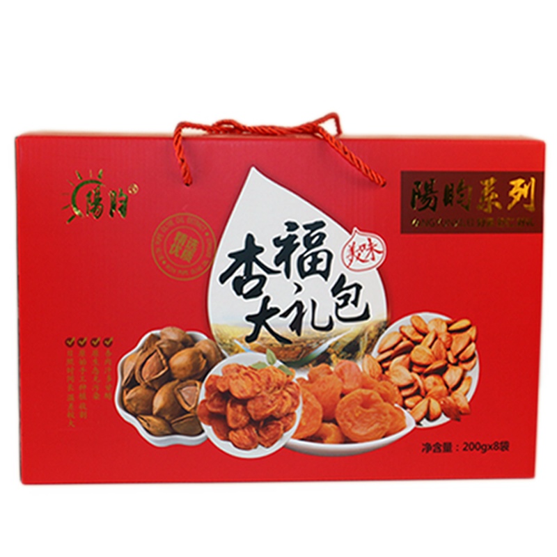 [中华特色]河北供销馆 阳昀 杏福大礼包200克*8袋礼盒装 杏仁杏干杏脯杏核 果脯蜜饯坚果炒货 河北张家口特产 华北