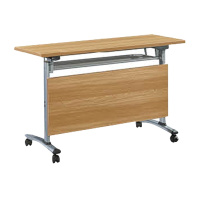 (万保)可折叠长条桌 带轮子培训桌 橡木色会议桌