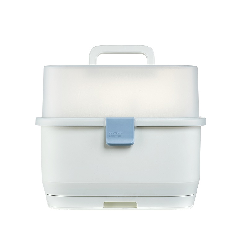 babycare婴儿奶瓶收纳箱沥水架宝宝奶瓶晾干架收纳盒带盖防尘 莹白 4506