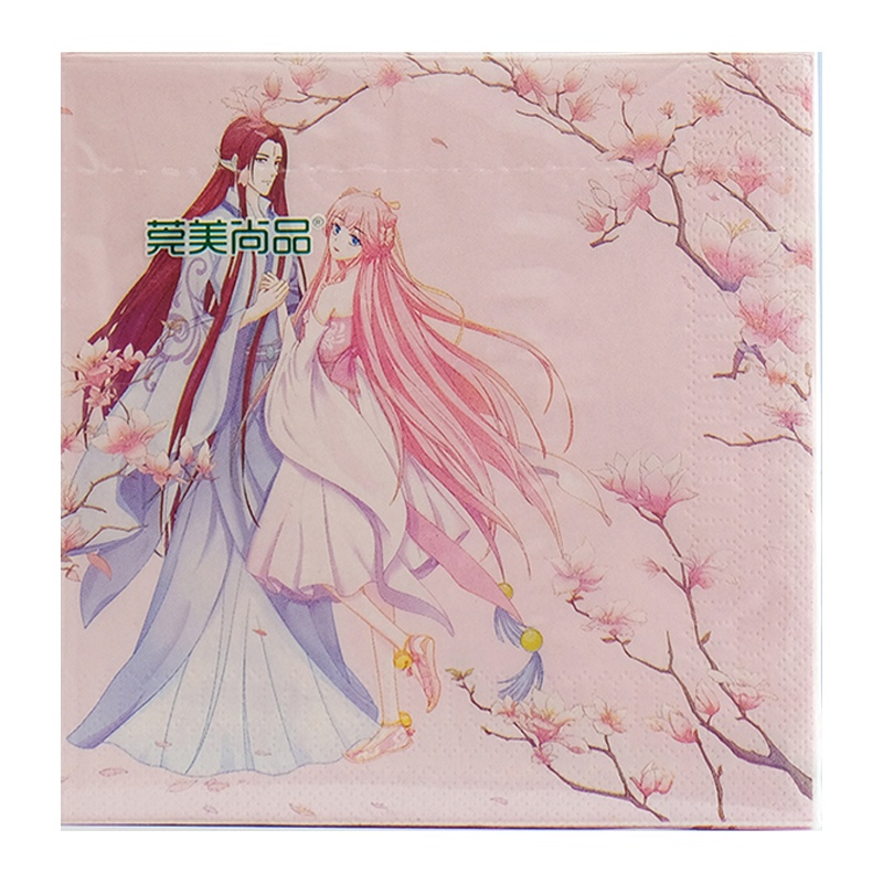 莞美尚品猫妖的诱惑为卿起舞彩色餐巾纸原生木浆纸巾三层加厚家庭装10包