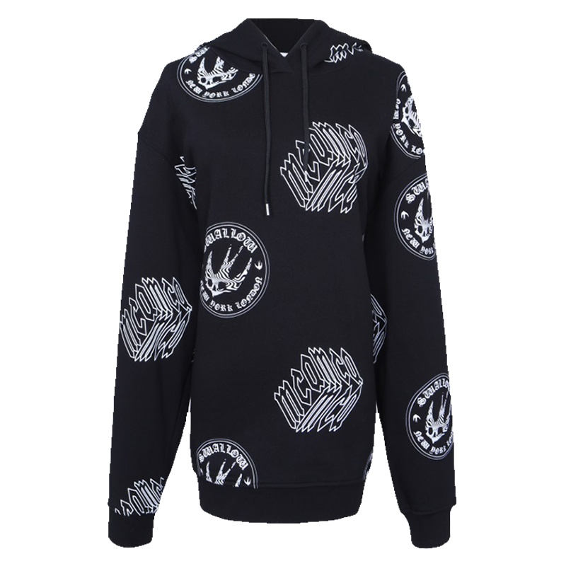 MCQ女士黑色棉质套头连帽卫衣481637 RLR09 1000