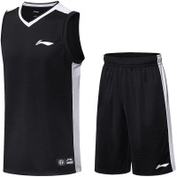 【自营】李宁LINING男子比赛套装训练比赛运动服AATN005-3 3XL AATN005-3标准黑标准白