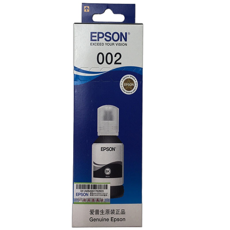 爱普生(EPSON) 002 原装墨水 L4158 L4168 6168 打印机墨水 T03X1黑色127ml