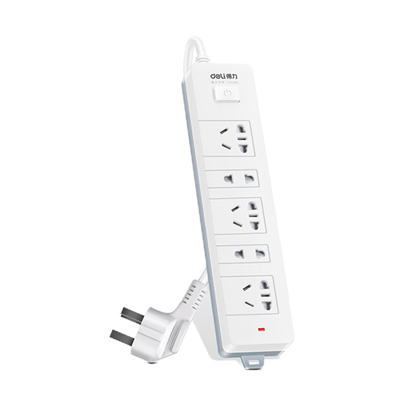 得力(deli)18252 新国标5位2米 总控开关插座/插排/插线板/接线板/排插/拖线板 白色