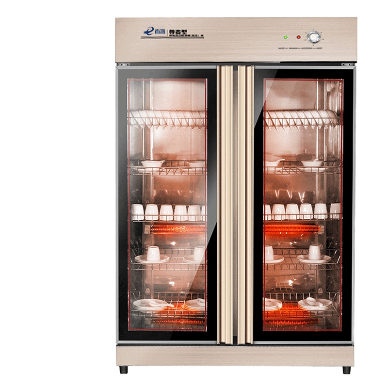 而派 香槟金餐具消毒柜商用 双门立式大容量中温红外线烘干消毒碗柜 酒店学校食堂厨房餐盘密胺餐具碗碟杯子臭氧消毒不锈钢柜