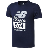 【自营】New Balance/NB男短袖T恤圆领针织休闲运动上衣AMT81543 L AMT81543-PGM靛蓝