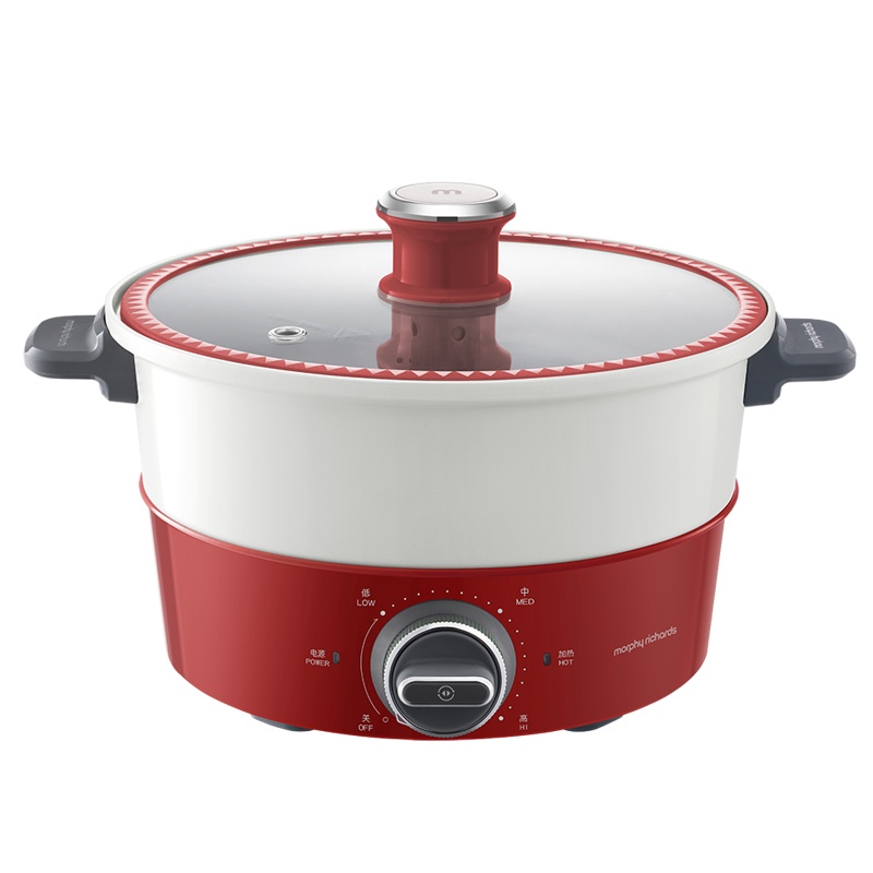 摩飞电器(Morphyrichards)机械升降电火锅家用多功能料理锅鸳鸯锅电热锅电煮锅 MR9090红