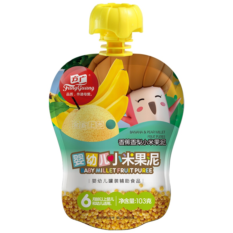 方广 婴儿辅食 宝宝零食 果泥 香蕉香梨小米103g/袋装(6个月以上婴幼儿适用)吸吸袋 果汁泥