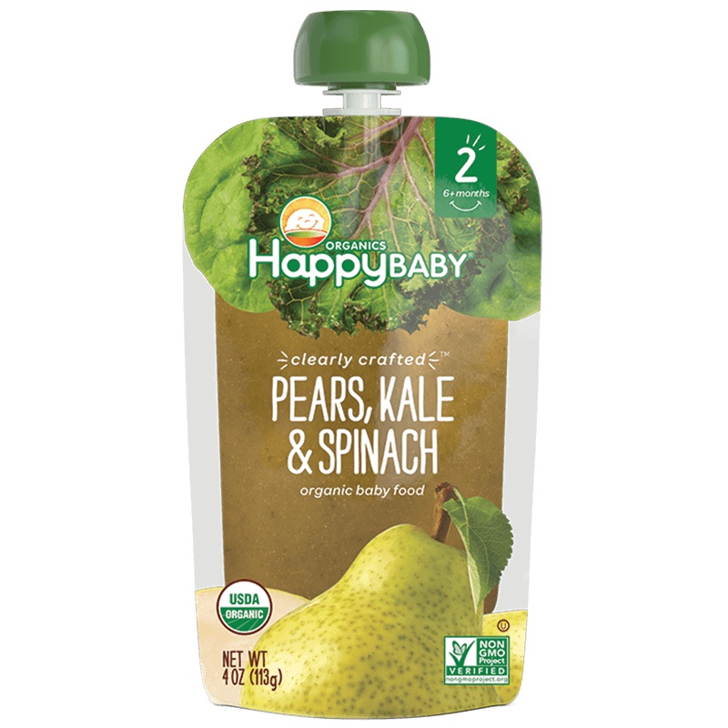 禧贝(Happy Baby)梨羽衣甘蓝菠菜透明装果泥 113g/袋装 6个月以上