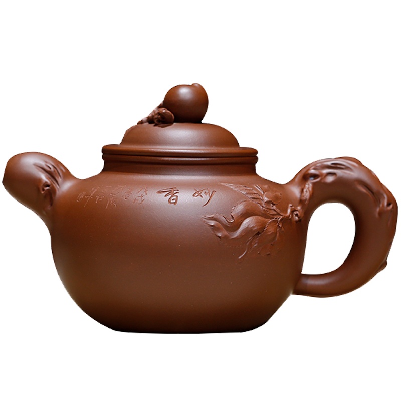 名家大师周小明全纯手工薄胎寿桃壶高档底槽青宜兴精品限量紫砂壶 薄胎全手工 高工 配套礼盒包装