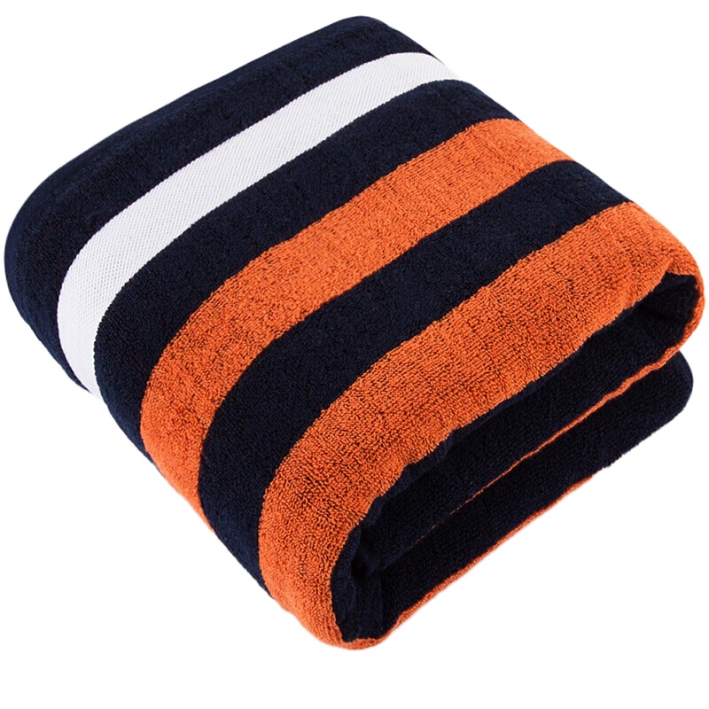 三利 纯棉彩色横条方巾+毛巾+浴巾礼品礼盒3件套 橘色