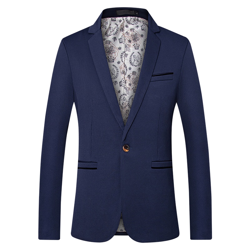 男士秋季休闲外套细格毛呢小西装男修身帅气单西服中老年套装上衣 SY1416