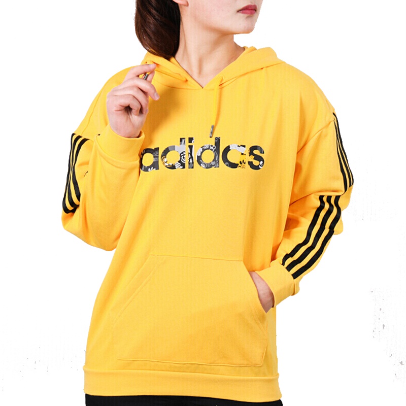 Adidas阿迪达斯neo女装春季新款运动服时尚宽松上衣连帽套头衫卫衣DZ7596 C