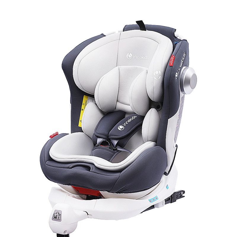 innokids儿童安全座椅汽车用0-4岁-12岁婴儿宝宝360度旋转坐躺isofix接口带支撑腿 魔力灰