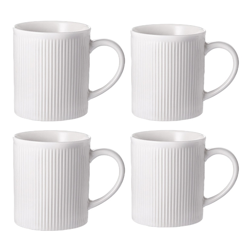 创意个性马克杯潮流咖啡杯家用陶瓷茶杯男女情侣喝水杯大容量杯子 [4个装]简约白(多买多减特惠价)