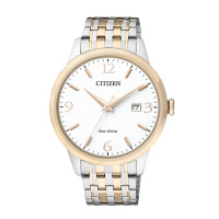 西铁城(CITIZEN)手表 光动能不锈钢间玫瑰金色表带情侣表男表BM7304-59A