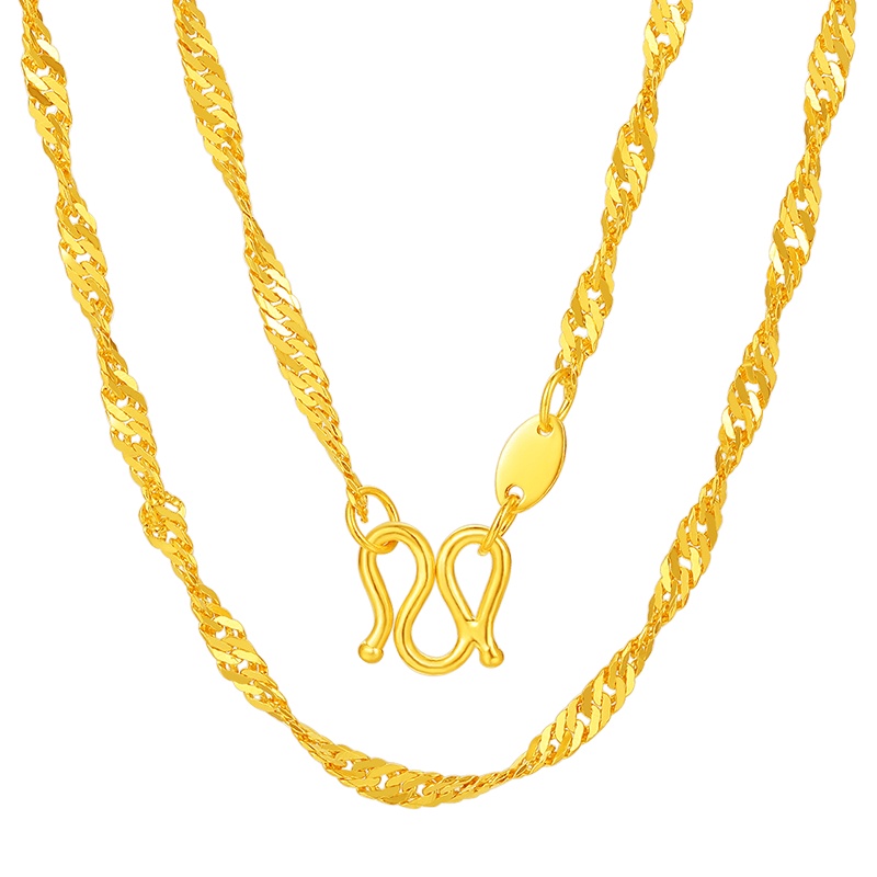 梦金园 黄金项链足金999黄时尚女士锁骨链素链 女士计价 黄金首饰