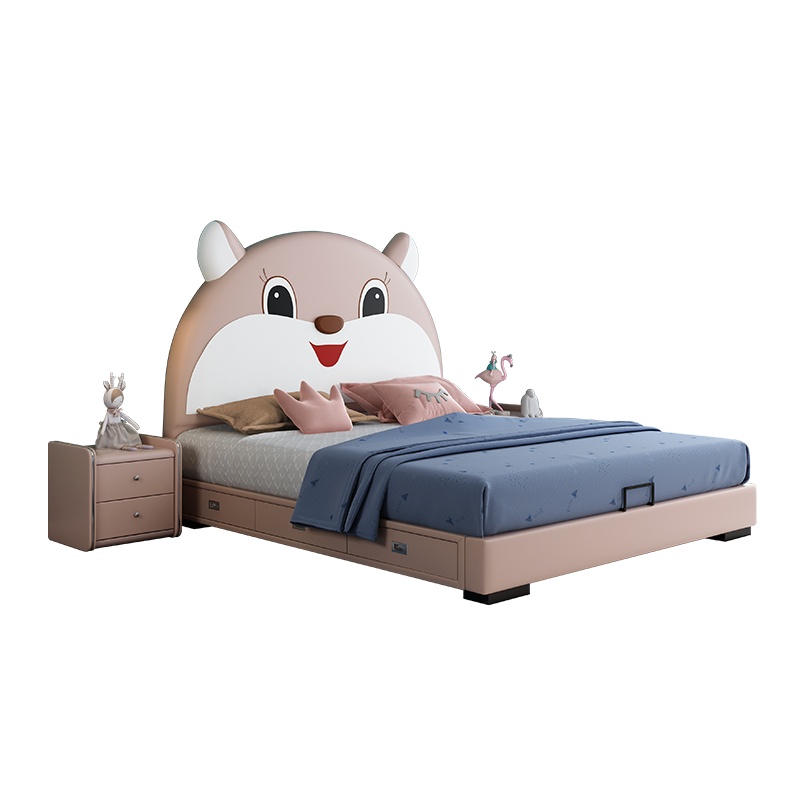 徘徊生活 儿童床现代简约卡通1.5米皮床网红ins储物1.8米科技布床