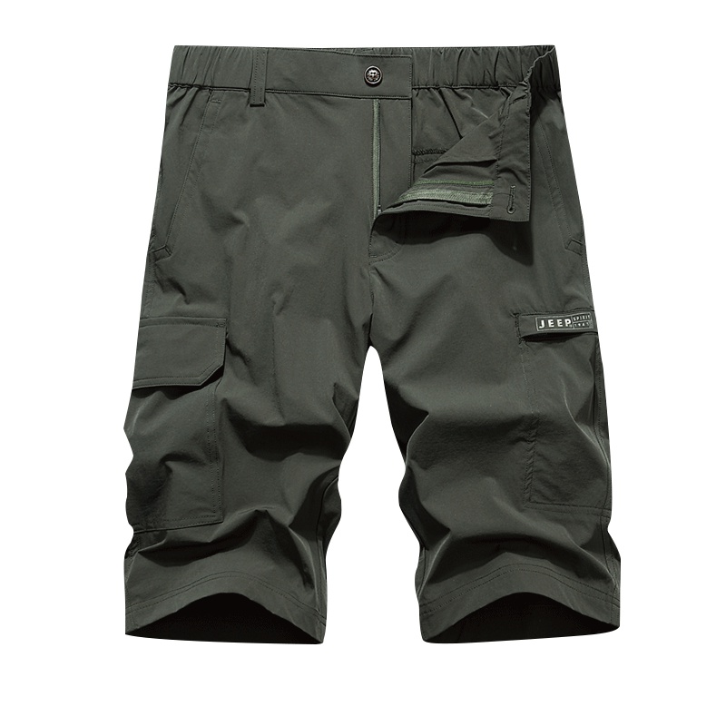 jeep吉普夏季薄款休闲裤男直筒宽松新款男士裤子男潮运动百搭男装纯色松紧带修身五分裤