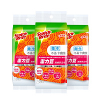 3M思高洁力豆海绵百洁布轻松冲净不易卡残渣 餐具锅具不粘锅专用百洁布2片*3包