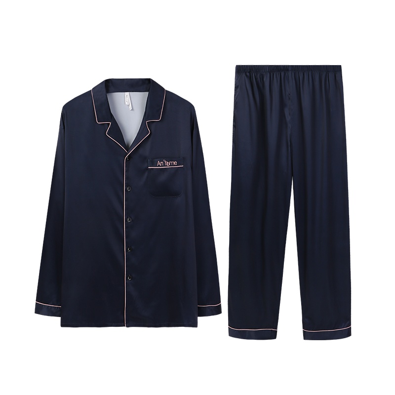 冰岛丝素色国民领长袖男套装