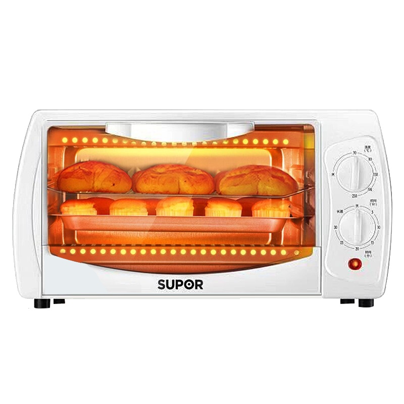 苏泊尔(SUPOR)家用多功能电烤箱 定时控温 10L迷你小烤箱家用易操作 瓷釉白K10FK610