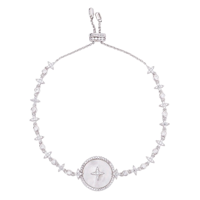 【直营】apm MONACO星星母贝925银镶晶钻女士手链送恋人AB3582XNA