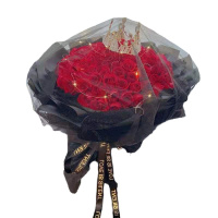 采蝶轩鲜花66朵红玫瑰黑纱皇冠彩灯款鲜花全国同城配送北京上海广州鲜花速递送爱人闺蜜