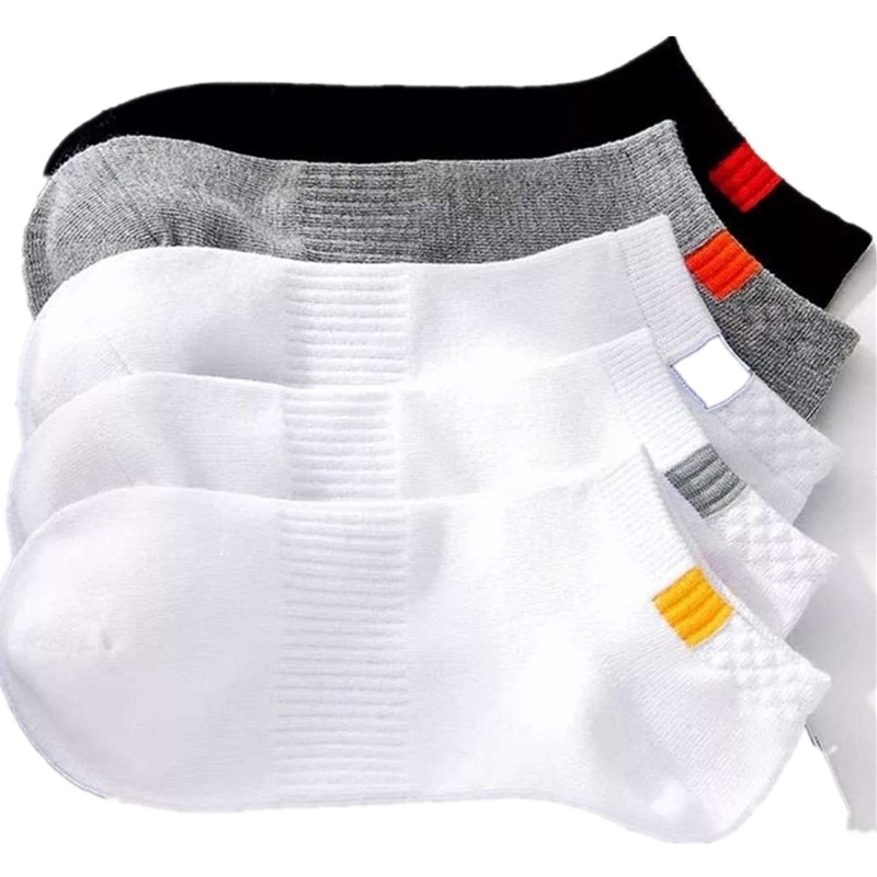 [5/10双]袜子男士春夏款潮流运动纯色短隐形船袜吸汗长筒中筒袜