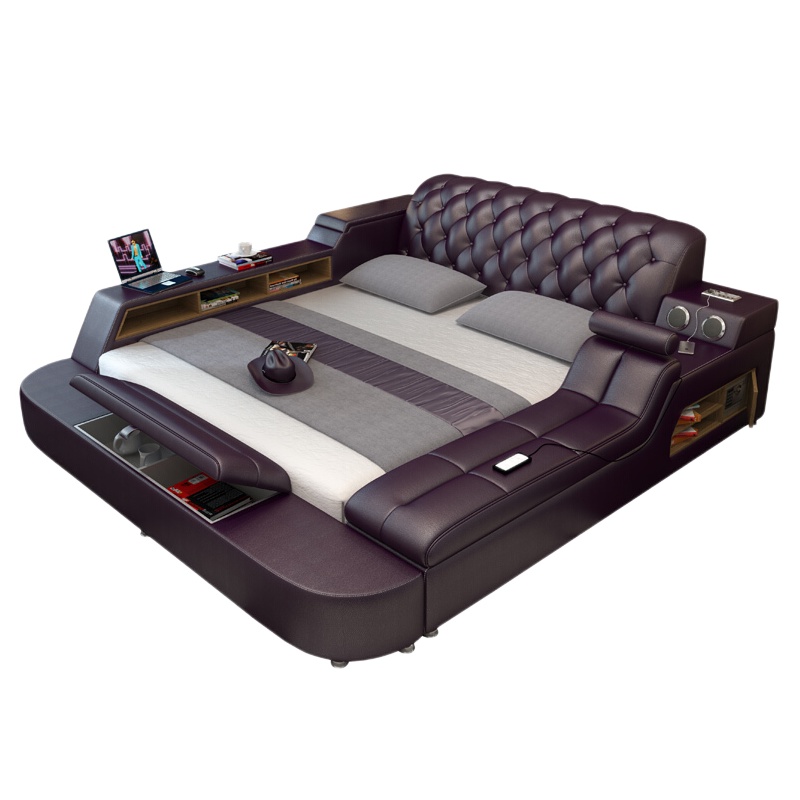 佐特家具 床 榻榻米床北欧现代简约智能按摩储物功能床双人皮床婚床1.8米1.5米