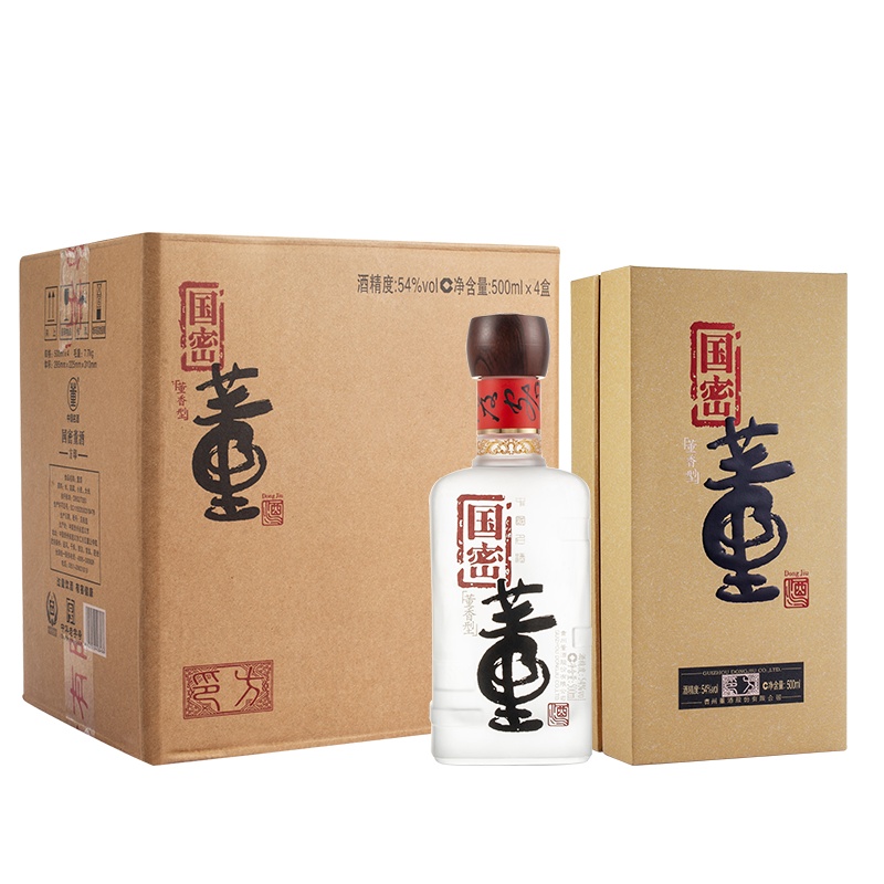 董酒国密方印54度500ml*4瓶箱装董香型白酒