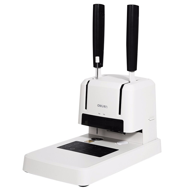 得力(deli)3878财务装订机铆管装订机热熔胶管凭证装订机手动打孔机小型胶装机器会计凭证装订25mm打孔厚度白色