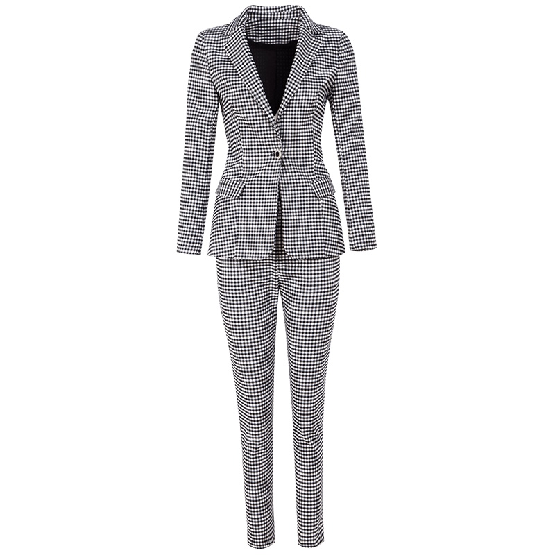 晚白2021春季新品修身两件套西装外套高腰西裤休闲裤职业套装女