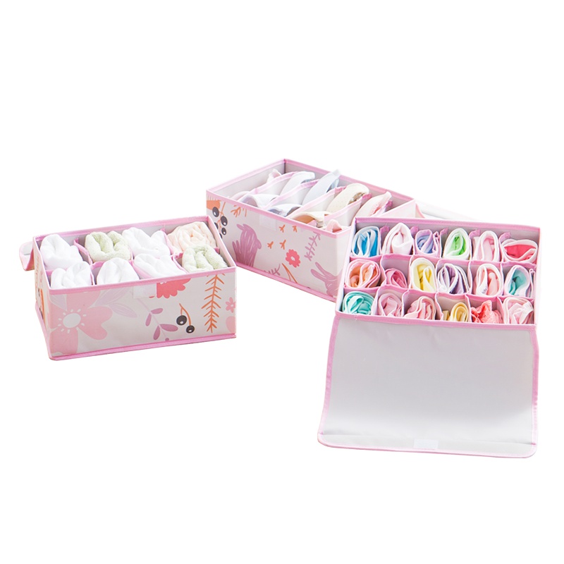 悠品居粉色兔子牛津布内衣裤三件套