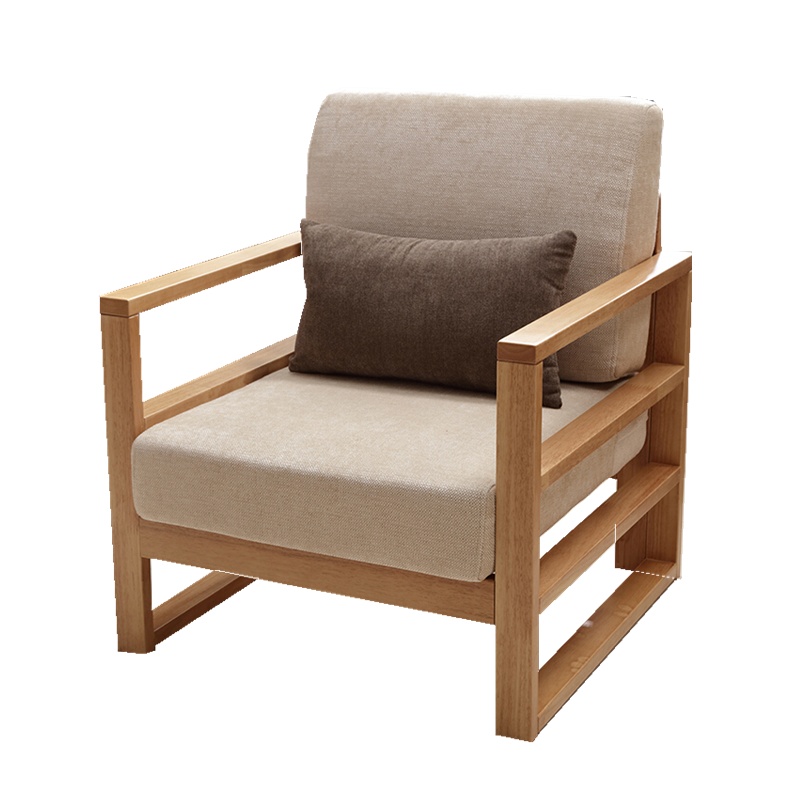 格具(GEJU)北欧实木沙发组合布艺沙发简约现代小户型家用沙发原木色