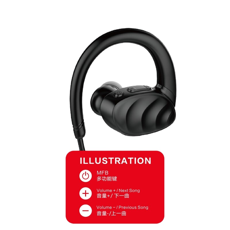 米狗(MEEE GOU) 无线蓝牙耳机双耳挂脖式运动跑步防水挂耳式1206耳麦安卓通用超长待机续航