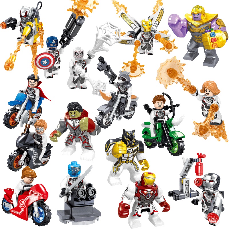 汇奇宝 兼容乐高复仇者联盟钢铁侠反浩克机甲蜘蛛侠漫威积木男孩子玩具塑料6-14岁 英雄人仔【整套十六盒】