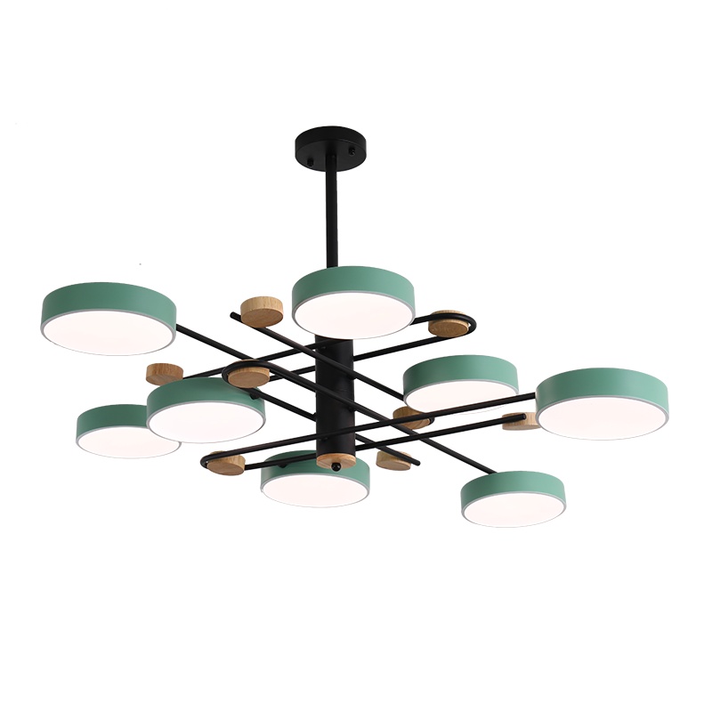 七只蚂蚁 北欧灯客厅灯餐厅吊灯 简约现代创意时尚铁艺咖啡吧台灯马卡龙灯具其他 带木马卡龙彩色吊灯多头铁艺 吊灯具9015