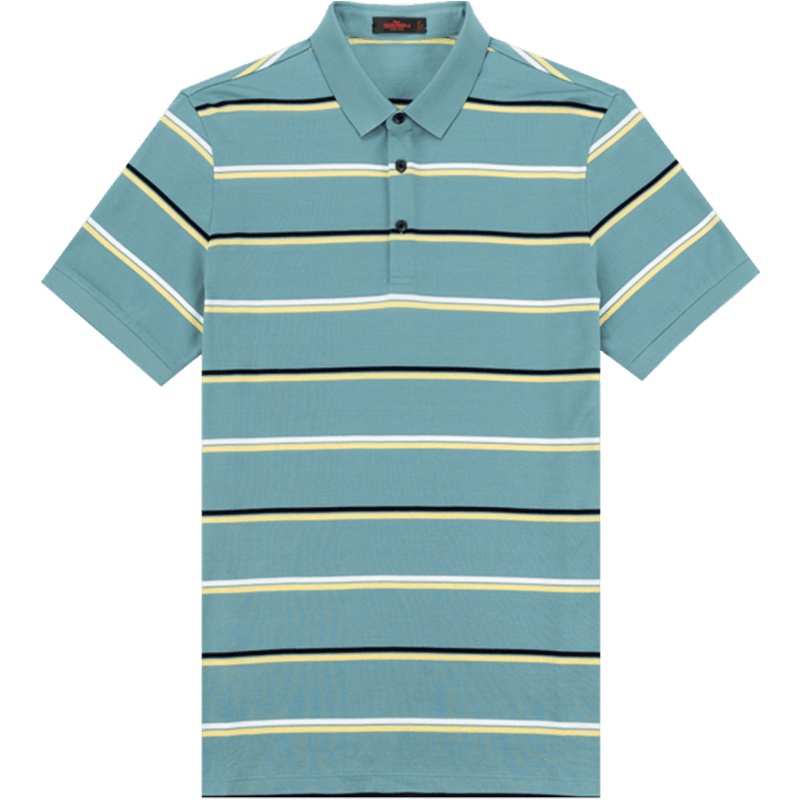 柒牌男装2021夏季短袖POLO衫时尚条纹百搭半袖纯棉透气亲肤Polo衫