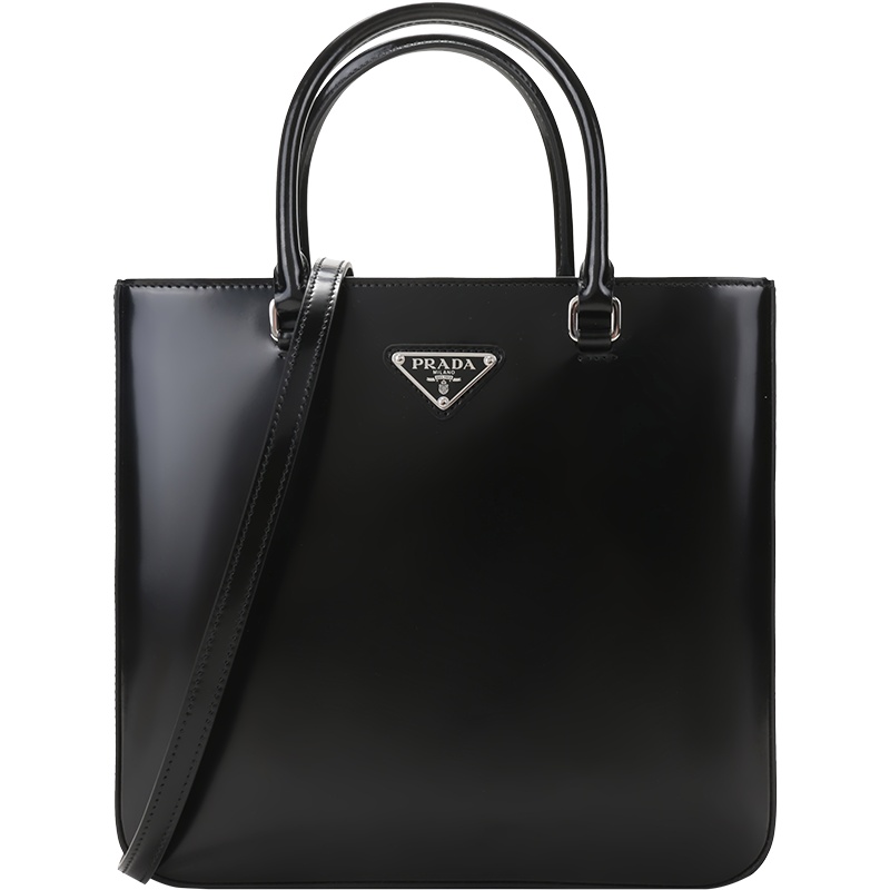 普拉达 PRADA 女士 亮面皮革手提单肩斜挎包托特包1BA330 ZO6