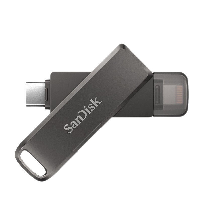 闪迪(SanDisk) 128GB欢欣i享 Lightning/Type-C全金属双接口 苹果安卓两用手机U盘 IX70