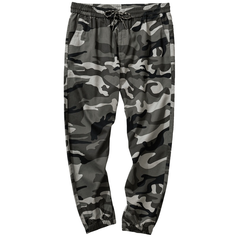 千纸鹤男士纯棉运动迷彩休闲裤2019秋季青年潮流九分裤90322