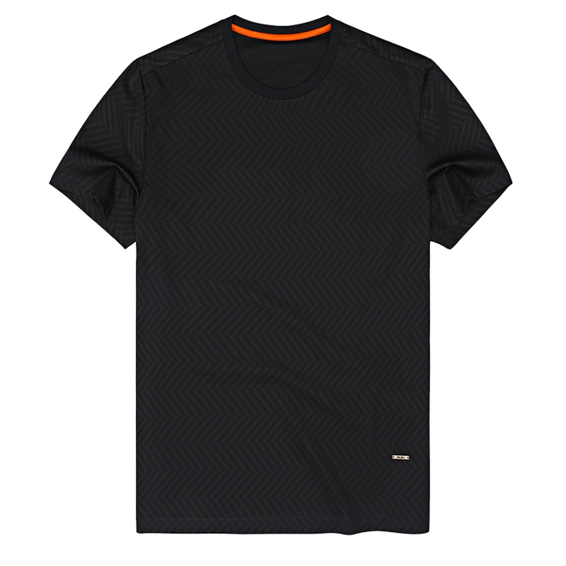 布先生短袖T恤男丝光棉冰爽暗条纹潮流圆领黑色衣服上衣纯棉体恤AT228