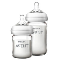 飞利浦 AVENT 新安怡 母婴幼儿童宽口径耐热自然顺畅系列玻璃奶瓶N生儿套装(新) SCF679/53