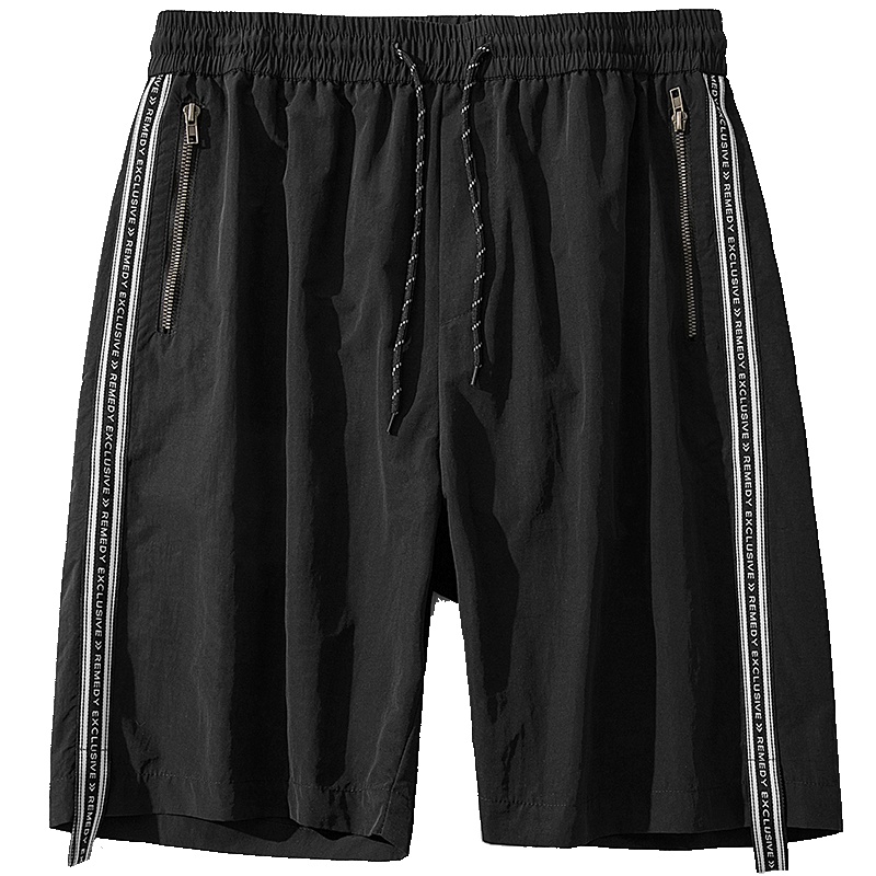 No.1dara夏季新款百搭五分裤侧边黑白条纹港风中裤韩版潮流短裤男